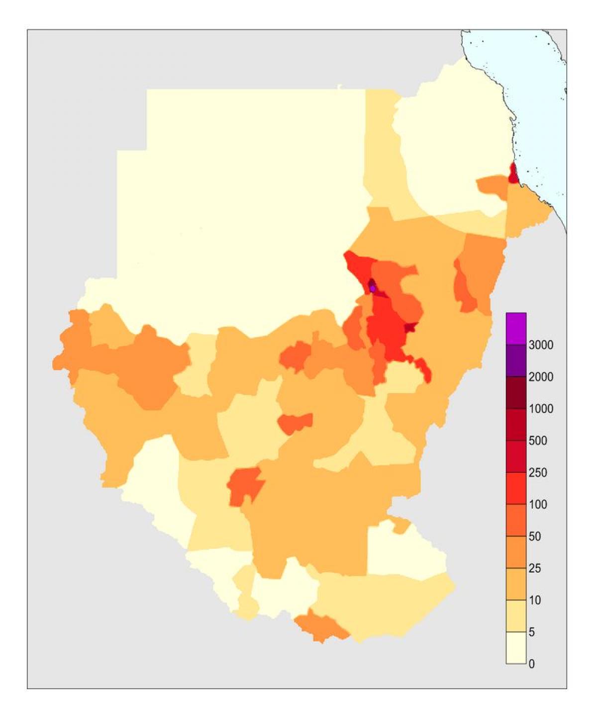 Mapa ludności Sudanu 