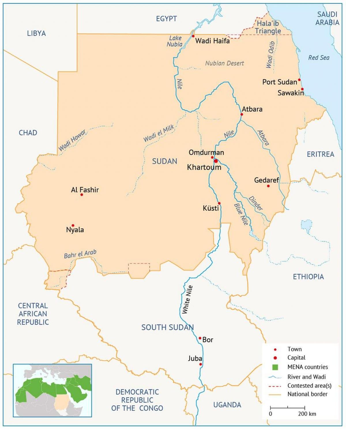 Mapa rzeki Sudanu 