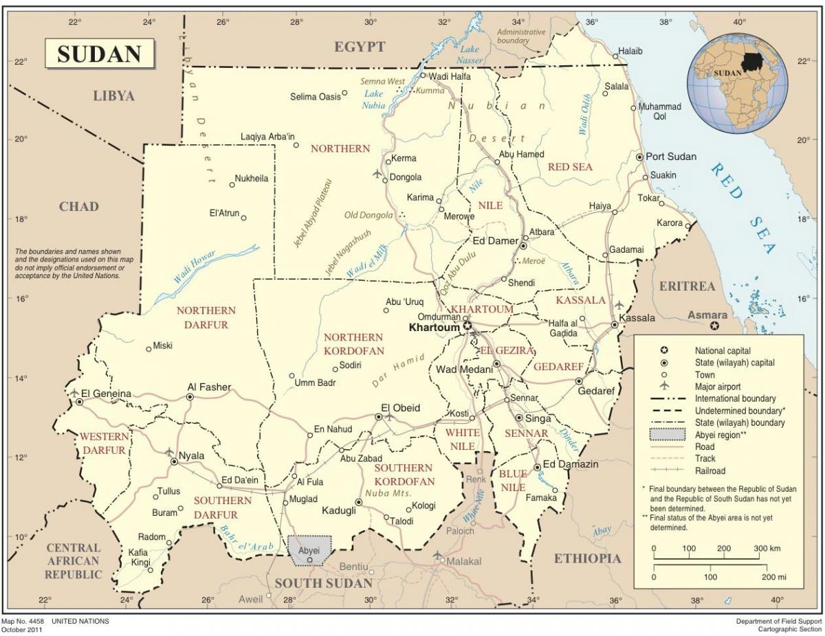 Mapa Sudanu państwa