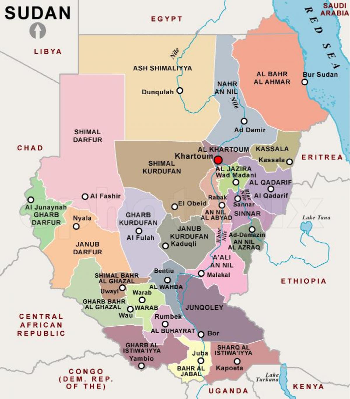 Mapa regionów Sudanu